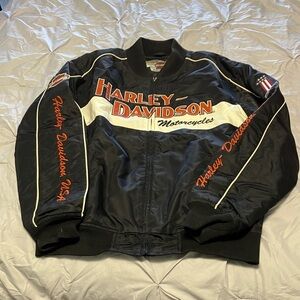 Harley-Davidson Black and Orange Varsity Jacket-Size M